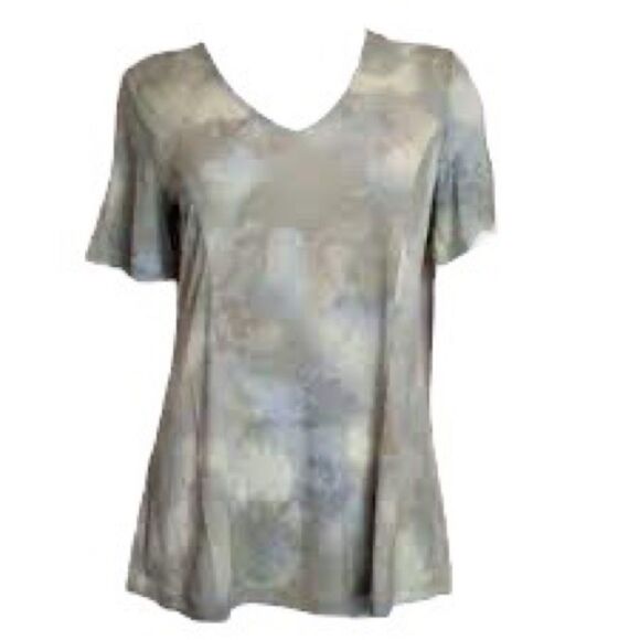 Susan Graver Printed Liquid Knit Flutter-Sleeve Fit & Flare Top - Picture 2 of 3